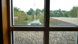 Looking out to the front of the school